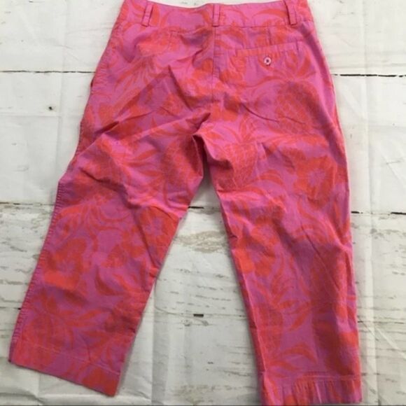 Lilly Pulitzer pink hibiscus pineapple capris vtg womens 0 - Picture 6 of 6
